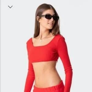 Red Long Sleeved Edikted Top Size Small
